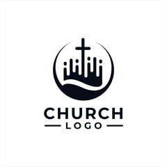 Wall Mural - Church Logo design inspiration idea concept with black and white color