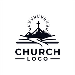 Church Logo design inspiration idea concept with black and white color