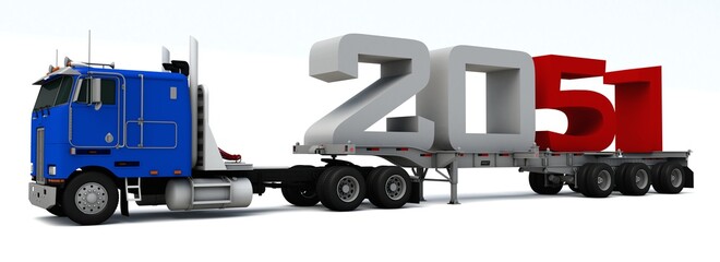 Wall Mural - 3D illustration of truck transportation with the number 2051