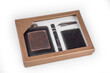 Flask Gift Box for men with flask, flash, knife, snuff box.