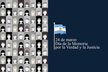 Wall Mural - Translation: March 24, Day of Remembrance for Truth and Justice   vector illustration. National holiday of Argentina. Suitable for greeting card and poster. 