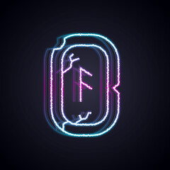 Glowing neon line Magic runes icon isolated on black background. Vector