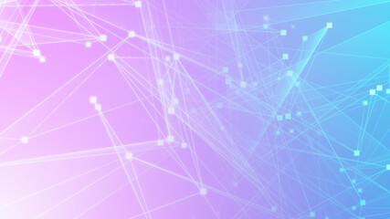 Wall Mural - Abstract pink blue polygon tech network with connect technology background. Abstract dots and lines texture background. 3d rendering.