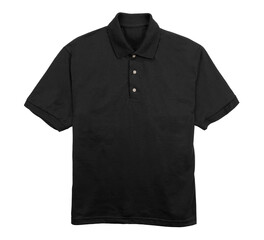 Wall Mural - blank jersey polo shirt three-button placket color black front view on white background