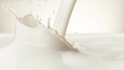 Sticker - Super slow motion of milk splash isolated on white background. Filmed on high speed cinema camera, 1000 fps.