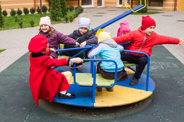 Poster - The sad little girlfriends in the playground during quarantine