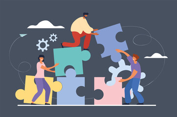 Business teamwork and cooperation concept with puzzle pieces