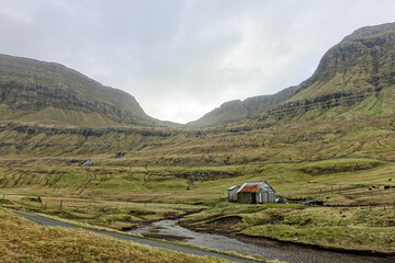 faroe islands, autumn, cliff view, mountain, landscape, nature, mountains, green, travel, sky, summer, road, valley, house, farm, grass, hill, clouds, blue, view, rural, scotland, iceland, forest, cou