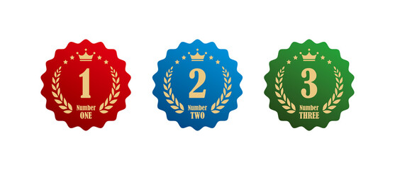 Wall Mural - gold, silver and bronze 1st, 2nd and 3rd ranking icon set