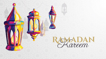 Wall Mural - Ramadan Kareem 2021 vector illustration of a lantern Fanus. the Muslim feast of the holy month of Ramadan Kareem. Translation from Arabic: Generous Ramadan