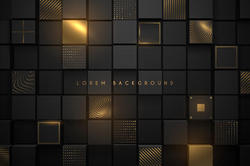 Wall Mural - Black and gold square background