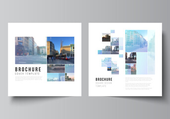Wall Mural - vector layout of two square format covers templates for brochure, flyer, magazine, cover design, boo