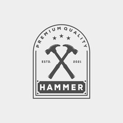 Wall Mural - vintage minimalist hammer logo template illustration design. carpentry hammer badge logo and symbol