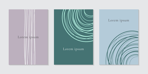 Wall Mural - set of cover brochure hand drawn circle, lines simple background