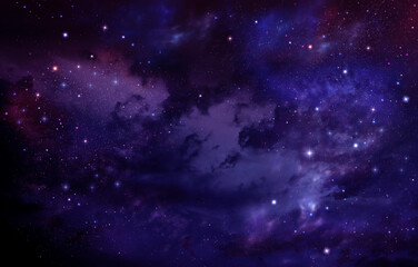 Wall Mural - starry night sky deep outer space, galaxy background with nebula and stars.