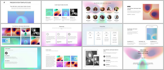 Wall Mural - Vector templates for website design, presentations, portfolio. Templates for presentation slides, flyer, leaflet, annual report. Medical design with bright colored gradient pattern in form of cells.