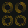 © Karloni - Set of yellow abstract vector lines in round form. Gray background. Speed lines. Trendy design element for border frame, logo, symbol, web, prints, posters, template, pattern and abstract background