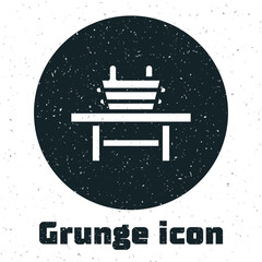 Sticker - Grunge Sauna bench with bucket icon isolated on white background. Monochrome vintage drawing. Vector