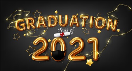 Wall Mural - Congratulation graduates 2021 class of graduations. Vector illustration
