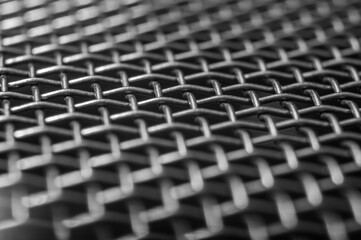 Black and white Macro Photography of stainless steel grid. Abstract background