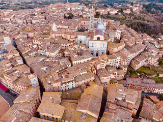 Poster - aerial view of Siena in Italy