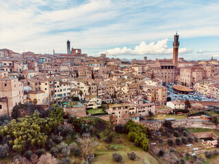 Poster - aerial view of Siena in Italy