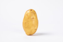 Single Fresh Raw Potato Isolated On White Background