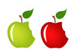 Red and green bitten apple, vector illustration