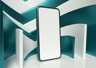 3D Illustration. Smartphone with blank white screen.