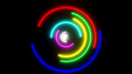 Wall Mural - 4k video animation of colorful half-circles rotating effect motion graphics.