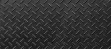 Panorama Of Black Diamond Steel Plate Floor Pattern And Seamless Background