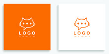Cat Chat Talk Orange Animal Logo. Modern Logo Icon Symbol Template Vector Design
