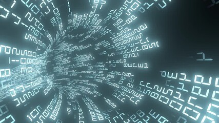 Wall Mural - a fast stream of infinitely looped numbers and symbols. futuristic transmission of data and informat