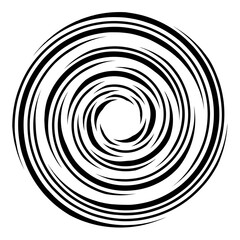 Aufkleber - Cyclical circle, helix, volute element. Concentric shape with rotation, centrifuge, gyration effect. Twist, swirl vector illustration