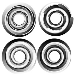 Aufkleber - Cyclical circle, helix, volute element. Concentric shape with rotation, centrifuge, gyration effect. Twist, swirl vector illustration