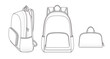 backpack with zipper pocket, schoolbag vector illustration sketch template