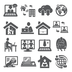 Wall Mural - Home working icons on white background