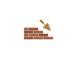 Wall Mural - Bricks, wall, work icon. Vector illustration. Flat design.