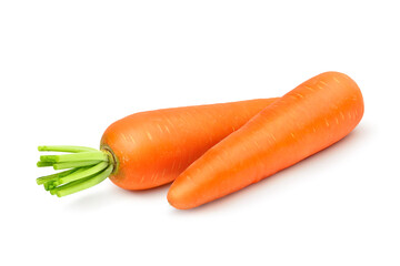 Wall Mural - Pair of Fresh organic carrots isolated on white background. Clipping path.