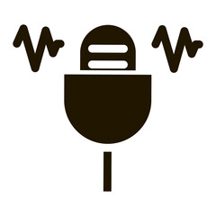 Wall Mural - Microphone Waves Icon Vector Glyph Illustration