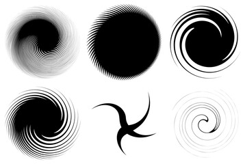 Aufkleber - Swirl, twirl, spiral shape, element. Motif with rotation, torsion effect