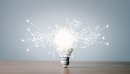 Poster - light bulbs concept creative idea with innovative technology and creativity, Concept of idea and innovation.