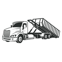 Wall Mural - illustration of roll off truck or dumpster truck, vector art.