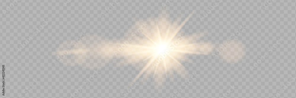 Vector transparent sunlight special lens flash light effect.front sun lens flash. Vector blur in the light of radiance. - obrazy, fototapety, plakaty 