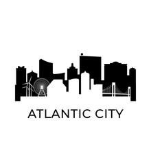 Atlantic City, New Jersey City Skyline. Negative Space City Silhouette. Vector Illustration.