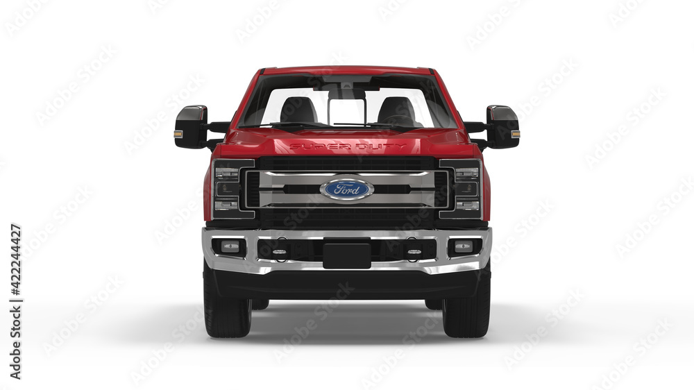 AUSTIN, UNITED STATES - Mar 13, 2018: Various angled of a rendering of a Red Ford Truck F-150