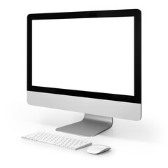 Computer monitor, keyboard and mouse isolated on a white background