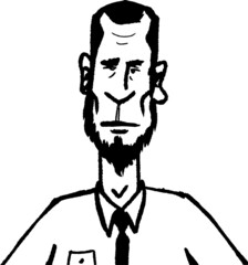 Sticker - vector illustration of bearded man in shirt. portrait