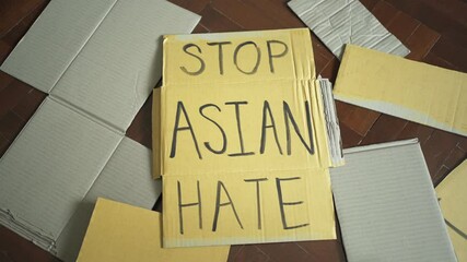 Canvas Print - Stop Asian Hate was written on a cardboard