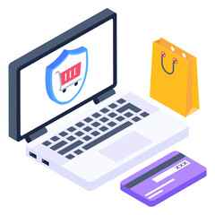 Wall Mural - an online safe shopping isometric icon